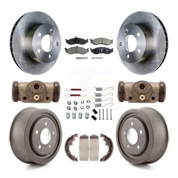 Front Rear Brake Rotor Semi-Metallic Pad Drum Kit (9Pc) For Jeep TJ With 9" Diameter K8F-102519