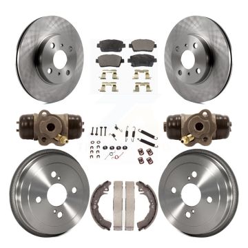 Front Rear Disc Brake Rotors Semi-Metallic Pad & Drum Kit (9Pc) For 2001-2005 Toyota Echo K8F-102542