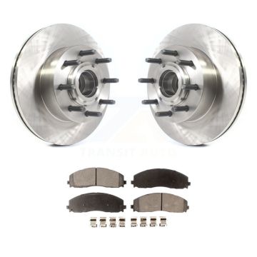 Front Disc Brake Rotor Hub Assembly Semi-Metallic Pad Kit For Ford F-350 Super Duty F-250 K8F-102814