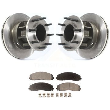 Front Disc Brake Rotors Hub And Semi-Metallic Pad Kit For Ford F-350 Super Duty F-250 RWD K8F-102815
