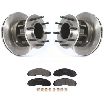 Front Disc Brake Rotors Hub & Semi-Metallic Pad Kit For Ford F-450 Super Duty F-550 4 X 2 K8F-102816