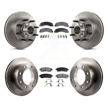 Front Rear Brake Rotors & Semi-Metallic Pad Kit For Ford F-350 Super Duty F-250 Excursion K8F-102974