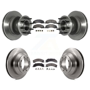 Front Rear Disc Brake Rotor And Semi-Metallic Pad Kit For Ford E-350 Super Duty Econoline K8F-102976
