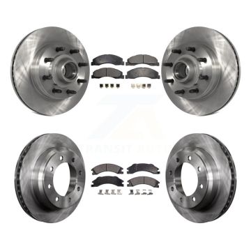 Front Rear Disc Brake Rotor & Semi-Metallic Pad Kit For Ford E-350 Super Duty E-250 E-150 K8F-102986