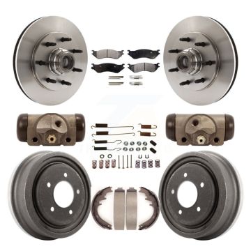 Front Rear Disc Brake Rotors Semi-Metallic Pad And Drum Kit (9Pc) For 1999 Ford F-150 RWD K8F-103130
