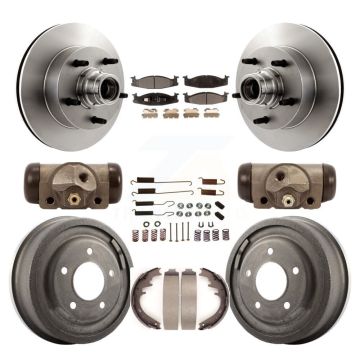 Front Rear Brake Rotor Semi-Metallic Pad And Drum Kit (9Pc) For Ford E-150 Econoline Club K8F-103132