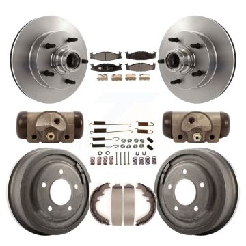 Front Rear Disc Brake Rotor Semi-Metallic Pad And Drum Kit (9Pc) For Ford E-150 Econoline K8F-103134