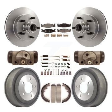 Front Rear Disc Brake Rotor Semi-Metallic Pad And Drum Kit (9Pc) For Ford E-150 Econoline K8F-103135