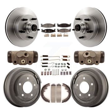 Front Rear Brake Rotor Semi-Metallic Pad And Drum Kit (9Pc) For Ford E-150 Econoline Club K8F-103136