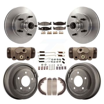 Front Rear Disc Brake Rotor Semi-Metallic Pad And Drum Kit (9Pc) For Ford E-150 Econoline K8F-103137