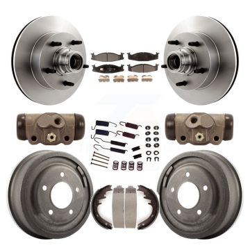 Front Rear Brake Rotor Semi-Metallic Pad And Drum Kit (9Pc) For Ford E-150 Econoline Club K8F-103139