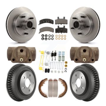 Front Rear Brake Rotors Semi-Metallic Pad Drum Kit (9Pc) For 1994-1999 Dodge Ram 1500 RWD K8F-103156