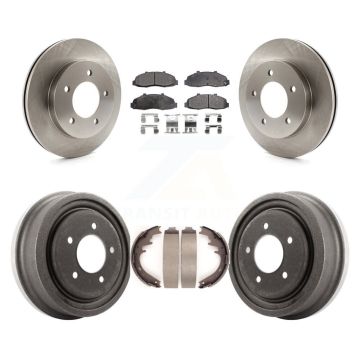 Front Rear Disc Brake Rotors Semi-Metallic Pads And Drum Kit For Ford F-150 4WD K8F-103159