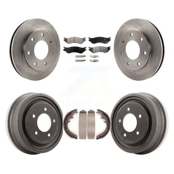 Front Rear Brake Rotor Semi-Metallic Pad Drum Kit For 99 Ford F-150 4WD With 7 Lug Wheels K8F-103160