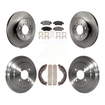 Front Rear Disc Brake Rotors Semi-Metallic Pads And Drum Kit For 2013 Honda Fit DX K8F-103184