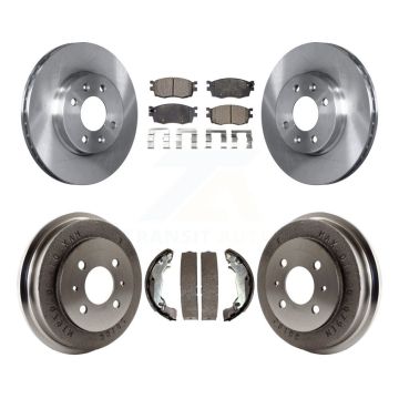 Front Rear Brake Rotor Semi-Metallic Pad Drum Kit For 06 Hyundai Accent Sedan To 09 30 05 K8F-103302