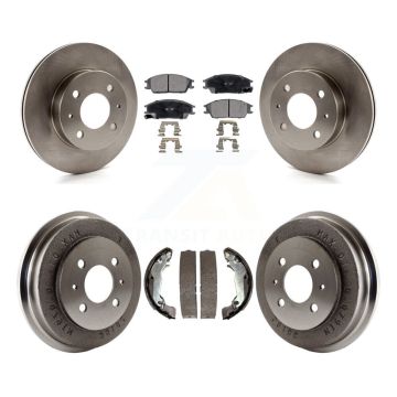 Front Rear Disc Brake Rotors Semi-Metallic Pads And Drum Kit For 2003-2005 Hyundai Accent K8F-103303