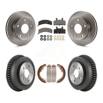 Front Rear Disc Brake Rotor Semi-Metallic Pad & Drum Kit For 1994-1999 Dodge Ram 1500 4WD K8F-103342