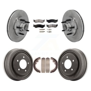 Front Rear Disc Brake Rotors Hub Semi-Metallic Pads And Drum Kit For 1999 Ford F-150 RWD K8F-103384