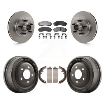 Front Rear Brake Rotors Semi-Metallic Pad Drum Kit For Ford Ranger With 10" Diameter K8F-103386