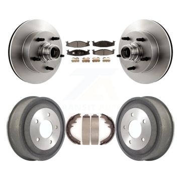 Front Rear Brake Rotor Hub Semi-Metallic Pad Drum Kit For Ford E-150 Econoline Club Wagon K8F-103408