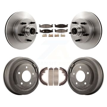 Front Rear Brake Rotor Hub Semi-Metallic Pad Drum Kit For Ford E-150 Econoline Club Wagon K8F-103409