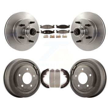 Front Rear Disc Brake Rotor Hub Semi-Metallic Pad Drum Kit For Ford F-150 E-150 Econoline K8F-103410