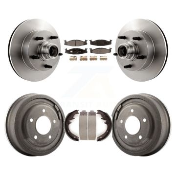 Front Rear Brake Rotor Hub Semi-Metallic Pad Drum Kit For Ford E-150 Econoline Club Wagon K8F-103411