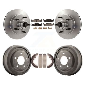 Front Rear Brake Rotors Semi-Metallic Pad & Drum Kit For Ford E-150 Econoline 2-Wheel ABS K8F-103412