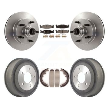 Front Rear Brake Rotors Semi-Metallic Pad & Drum Kit For Ford E-150 Econoline 2-Wheel ABS K8F-103413