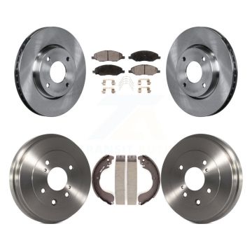 Front Rear Disc Brake Rotors Semi-Metallic Pad Drum Kit For 2008 Nissan Versa 4-Wheel ABS K8F-103548