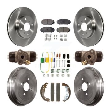 Front Rear Disc Brake Rotors Semi-Metallic Pads And Drum Kit (9Pc) For Toyota Yaris K8F-103996