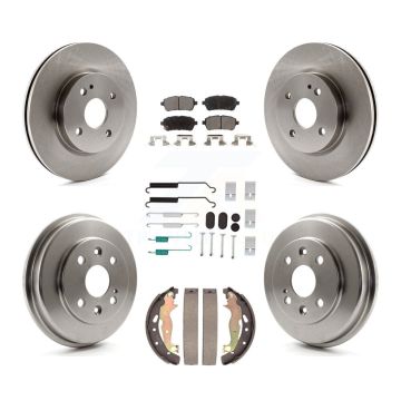 Front Rear Disc Brake Rotors Semi-Metallic Pads And Drum Kit (7Pc) For 2011-2014 Mazda 2 K8F-104094