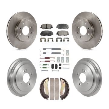 Front Rear Disc Brake Rotor Semi-Metallic Pad Drum Kit (7Pc) For 2012-2017 Hyundai Accent K8F-104097