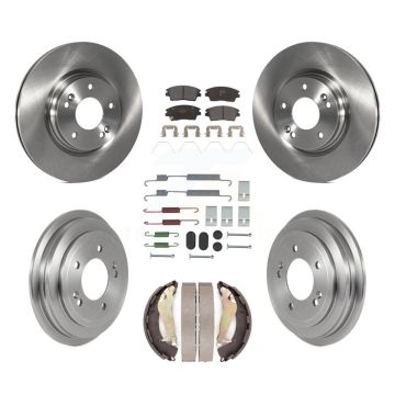 Front Rear Brake Rotors Semi-Metallic Pad & Drum Kit (7Pc) For 17-20 Hyundai Elantra 1.6L K8F-104098