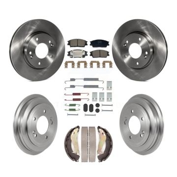Front Rear Disc Brake Rotors Semi-Metallic Pad Drum Kit (7Pc) For 2020-2023 Hyundai Venue K8F-104100