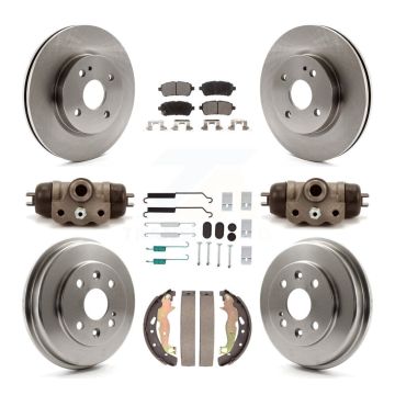 Front Rear Disc Brake Rotors Semi-Metallic Pads And Drum Kit (9Pc) For 2011-2014 Mazda 2 K8F-104114