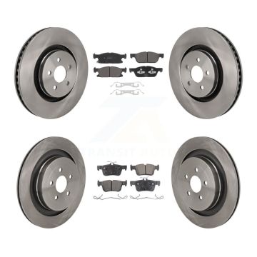 Front Rear Brake Rotor Semi-Metallic Pad Kit For 2019 Ford Edge With Red Painted Calipers K8F-104127