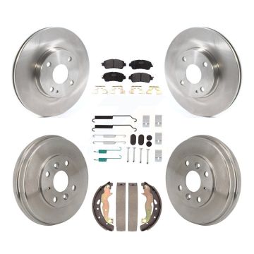 Front Rear Disc Brake Rotors Semi-Metallic Pad & Drum Kit (7Pc) For Toyota Yaris iA Scion K8F-104336