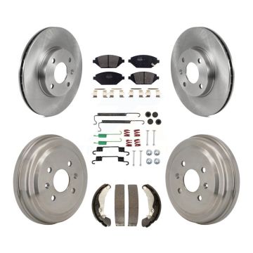 Front Rear Brake Rotor Semi-Metallic Pad And Drum Kit (7Pc) For 2016-2021 Chevrolet Spark K8F-104337