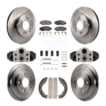 Front Rear Disc Brake Rotors Semi-Metallic Pads And Drum Kit (9Pc) For Honda Civic K8F-104345