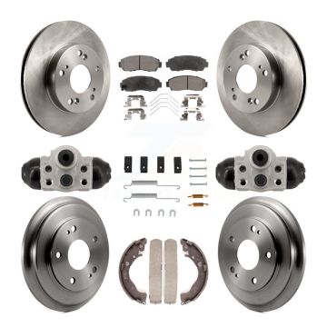 Front Rear Disc Brake Rotors Semi-Metallic Pads And Drum Kit (9Pc) For Honda Civic K8F-104347