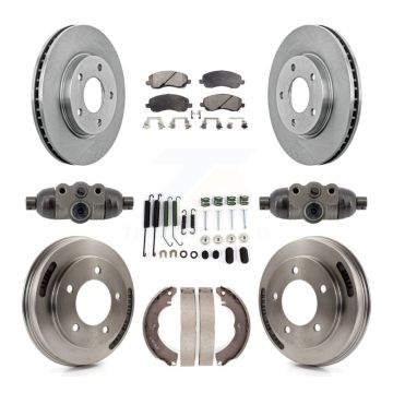Front Rear Disc Brake Rotors Semi-Metallic Pads And Drum Kit (9Pc) For Mitsubishi Lancer K8F-104352