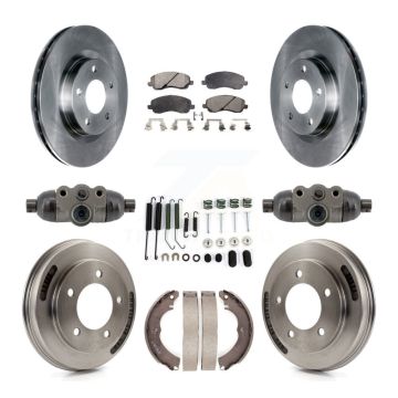Front Rear Brake Rotors Semi-Metallic Pad & Drum Kit (9Pc) For 2008 Mitsubishi Lancer GTS K8F-104354