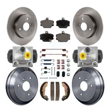 Front Rear Disc Brake Rotors Semi-Metallic Pads And Drum Kit (9Pc) For Smart Fortwo K8F-104366