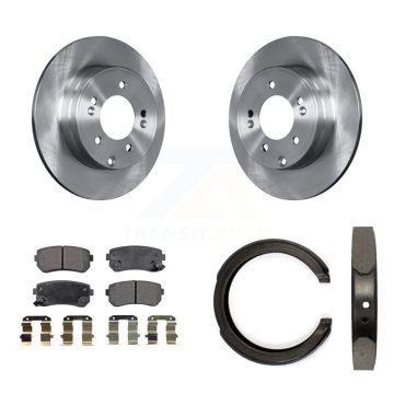 Rear Disc Rotors Semi-Metallic Pads Parking Brake Shoes Kit For Hyundai Tucson Sonata Kia K8F-104383