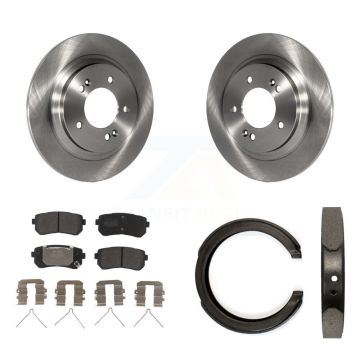 Rear Disc Rotors Semi-Metallic Pads And Parking Brake Shoes Kit For Kia Optima K8F-104385
