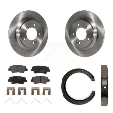 Rear Disc Rotors Semi-Metallic Pads And Parking Brake Shoes Kit For Kia Optima K8F-104388