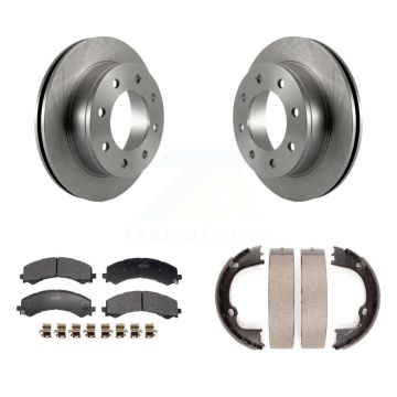 Rear Disc Rotors Semi-Metallic Pads Parking Brake Shoes Kit For GMC Savana 2500 Chevrolet K8F-104393