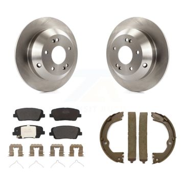 Rear Disc Rotors Semi-Metallic Pads And Parking Brake Shoes Kit For Kia Sorento K8F-104395